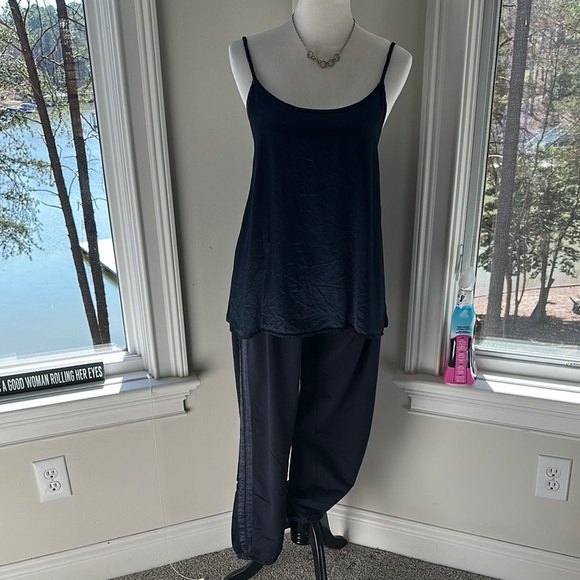 PJ Harlow Chic Navy Satin Camisole and Pants Lounge Set, Medium, VGUC - Picture 1 of 12